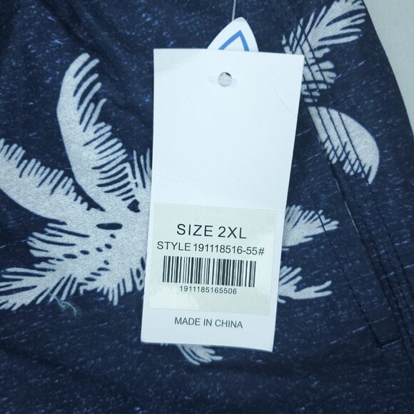 Maamqic Swim Trunks Mens XXL Blue Mesh Lined Palm Drawstring All Over Print - Picture 5 of 10